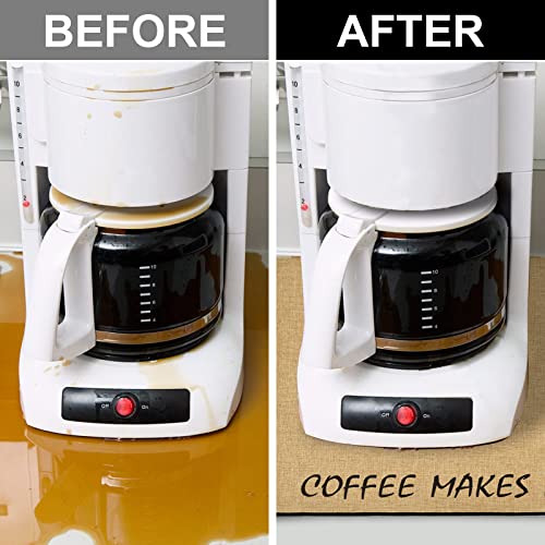  ETTORLER Coffee Mat, Waterproof Coffee Bar Mat Imitation Linen Surface (24x16x0.12IN) Thickened Upgrade DIATOM MUD Bottom Coffee Maker Mat Leak-Proof Coffee Mat For Countertops Table Espresso Machine