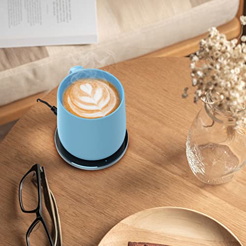  Auto On/Off Gravity-Induction Coffee Mug With Intelligent Temperature Control 113°F/45°C Cup Warmer Self-Heating With Wireless Charging Function Gifts For Home Office (Mug Included) Blue