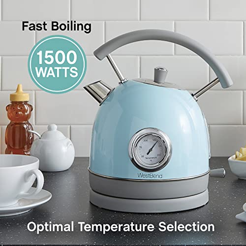  Electric Kettle Retro-Styled Stainless Steel 1500 Watts With Auto-Shutoff & Boil-Dry Protection, 1.7-Liter, Blue