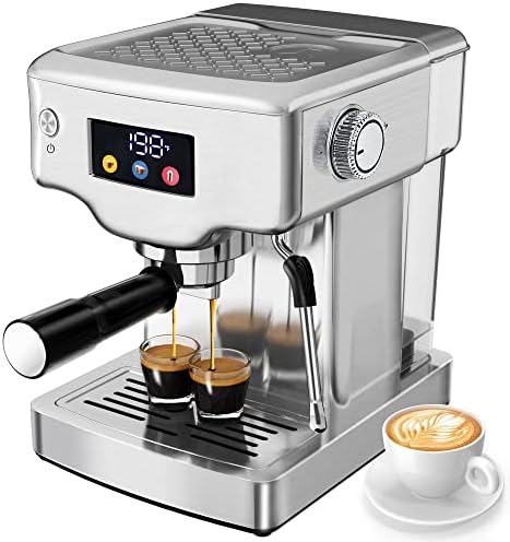  Espresso Machine 20 Bar, Stainless Steel Espresso Machine With Milk Frother For Cappuccino, Latte, Touch Screen Espresso Coffee Maker For Home