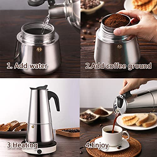  Ffee Pot, Stainless Steel Moka Pot Italian Coffee Maker 9 Cup/15 OZ Stovetop Espresso Maker For Gas Or Electric Ceramic Stovetop Camping Manual Cuban Coffee Percolator For Cappuccino Or Latte