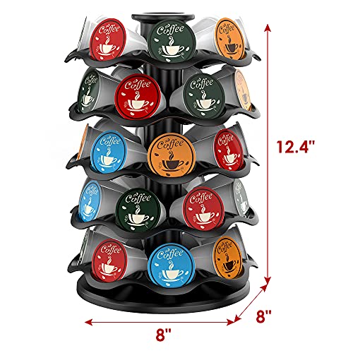  Upright Rotray Coffee Pod Carousel Holder Organizer Compatible With 40 Keurig K Cup Pods, KRS4002S-BLK