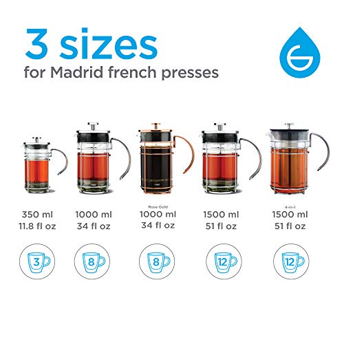  MADRID French Press Coffee And Tea Maker 1500 Ml (51 Fl Oz)