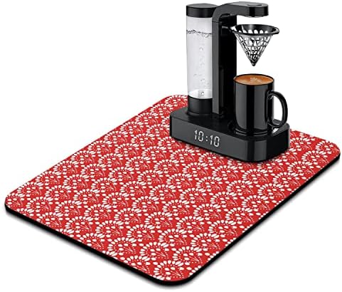  Coffee Bar Mat Accessories For Countertop Super Absorbent Anti-Slip Silicone Dish Drying Mats For Kitchen Counter Draining Pad Decor Gift Fit Coffee Maker Coffee Pot Espresso Machine 23inx15in