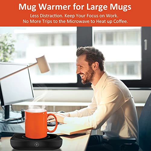  Coffee Mug Warmer For Desk Large Candle Jar Warming Plate Auto Shut Off Desktop Electric Heated Coaster For Tea Cup Teapot Chemex Pot Calentador De Tazas Para Velas Aromaticas Electrico, Black