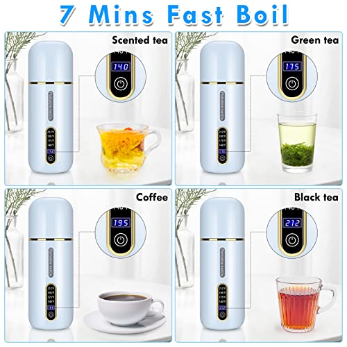 Portable Kettle,380ml Travel Kettle Electric Small,Portable Water Boiler,Mini Travel Tea Kettle,Fast Boil And Auto Shut Off Water Kettle Warmer,Double Wall Insulated Coffee Hot Water Heater Tea Maker