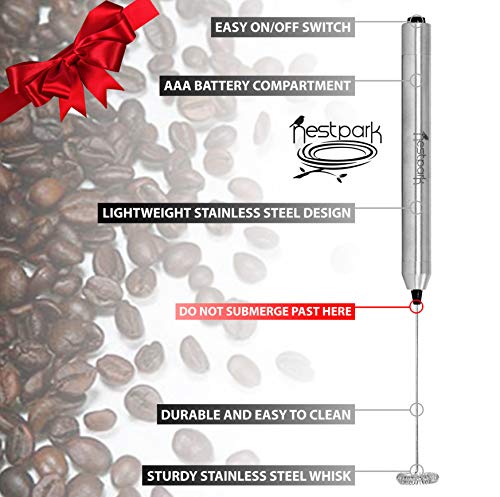  Portable Drink Mixer And Milk Frother Wand - Small Hand-Held Mini Mixer Electric Stick Blender - Bulletproof Keto Coffee Blender Rapid Emulsifier - Cordless And Battery Operated