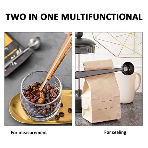  3 Pack Coffee Scoop, Stainless Steel Measuring Spoon With Coffee Bag Clip For Ground Coffee, Espresso, Coffee Beans (Black, Rose Gold, Rainbow Color)
