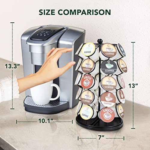  Nifty K Cup Holder – Compatible With K-Cups, Coffee Pod Carousel | 35 K Cup Holder, Spins 360-Degrees, Lazy Susan Platform, Modern Black Design, Home Or Office Kitchen Counter Organizer