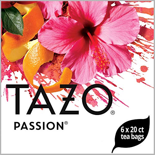 Tazo® Passion Enveloped Hot Tea Bags Herbal, Caffeine Free, Non GMO, 20 Count (Pack Of 6)