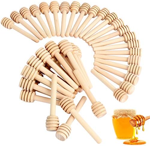  51 PCS Honey Dipper, 3 Inch Mini Wooden Honeycomb Sticks, Small Honey Stirrer Stick, Honey Sticks For Honey Jar Dispense Drizzle Honey And Wedding Party Favors Gift