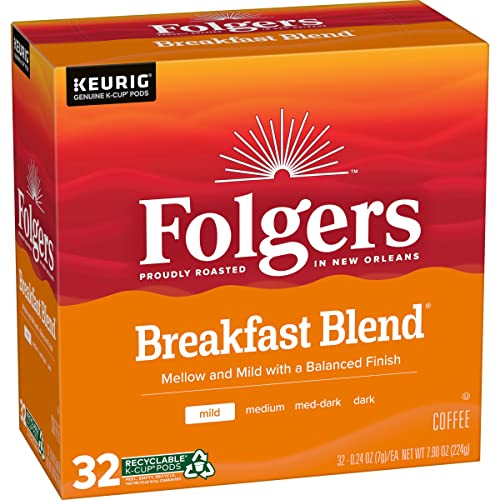  Folgers Breakfast Blend Mild Roast Coffee, 128 Keurig K-Cup Pods