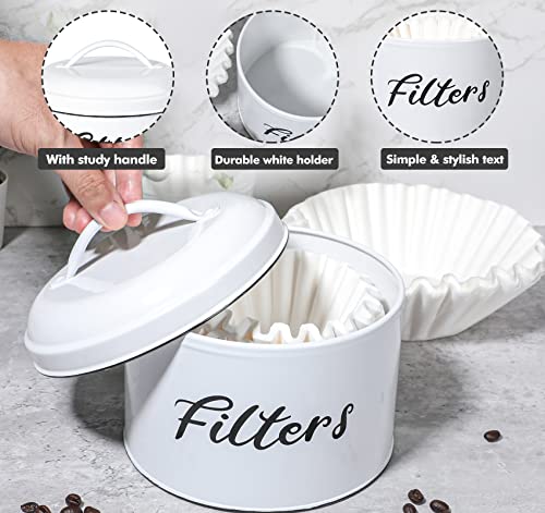  Coffee Filter Holder, Farmhouse White Coffee Filter Storage Container Rustic Style White Basket For Counter, Coffee Bar Decor
