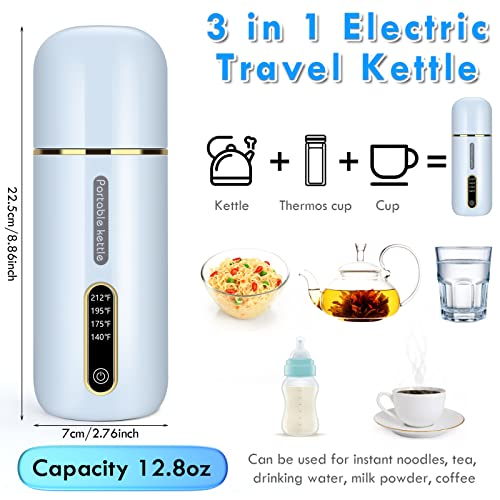  Portable Kettle,380ml Travel Kettle Electric Small,Portable Water Boiler,Mini Travel Tea Kettle,Fast Boil And Auto Shut Off Water Kettle Warmer,Double Wall Insulated Coffee Hot Water Heater Tea Maker