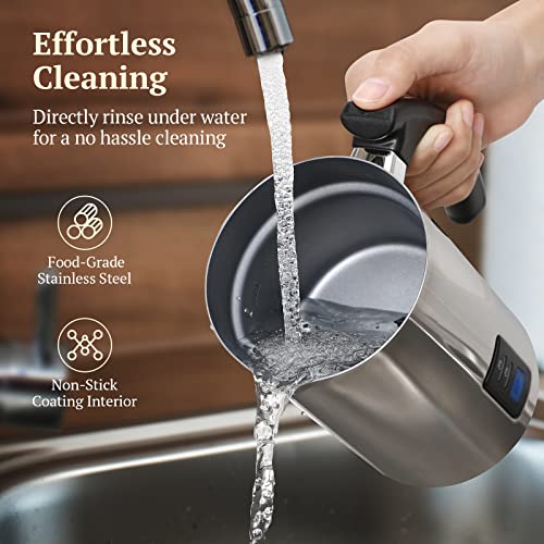  Milk Frother And Steamer, Electric Milk Steamer, Auto Shut-Off, Silent Operation, Hot And Cold Foam Milk Frother With Temperature Controls, Non-Stick Interior For Latte, Cappuccino, Macchiato (Silver)