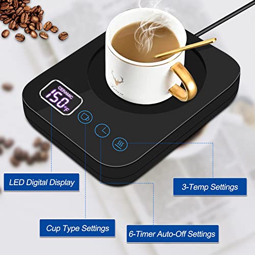  Coffee Mug Warmer - Cup Warmer For Desk Automatic Shut Off, Smart Beverage Warmer With 3 Temperature Settings Touch Switch For Coffee, Water, Milk, Tea, Candle Warmer, Safely Use For Office/Home