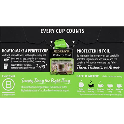  Perfectly Mint Black Tea, Caffeinated, 20 Total Tea Bags