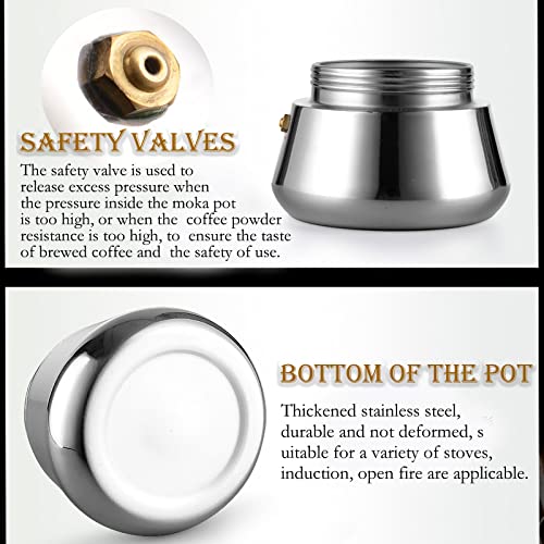  Stovetop Espresso Maker Stainless Steel Moka Pot Espresso Maker Percolator Italian Coffee Maker Capable Moka Coffee Machine Cafe Percolator Maker For Home & Camping-12Cup