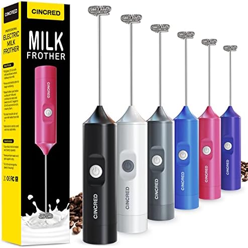  Updated Milk Frother - Hand Operated Battery Powered Frother For Coffee, Electric Whisk, Foam Maker And Drink Mixer For Your Latte, Cappuccino, Frappe, And Hot Chocolate (Black)