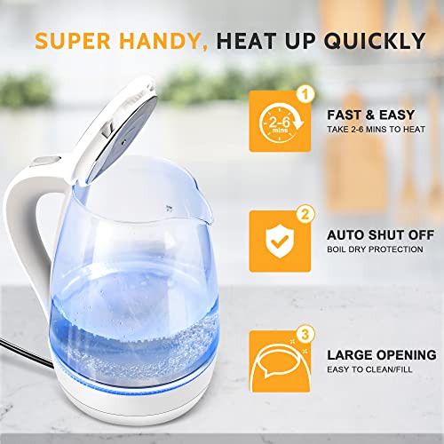  Electric Kettle - 1.7L Hot Water Boiler - Glass Tea Kettle With Wide Opening And Led Indicator, Auto Shut-Off And Boil-Dry Protection - Series 9460