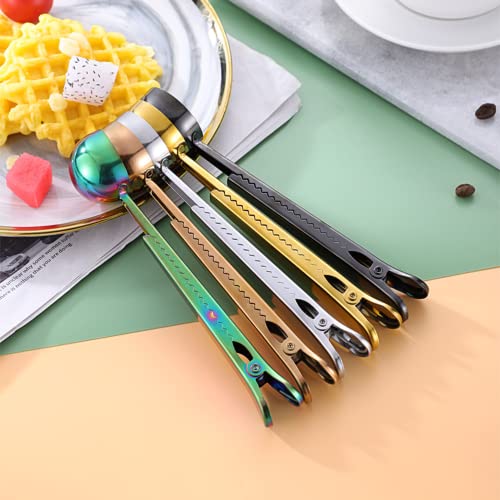  5 Pcak Coffee Scoop Clip, 2-in-1 Stainless Steel Coffee Measuring Spoon With Sealing Clips, Kitchen Craft Long Handle Spoon Bag Clip For Coffee, Milk Powder, Oatmeal, Tea,Spices (Multicolor)