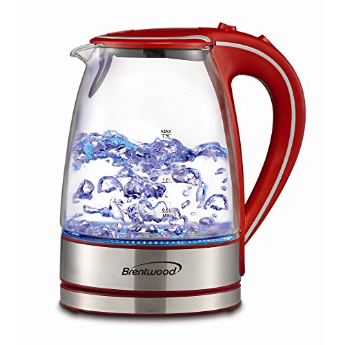  Appliances KT-1900R Tempered Glass Tea Kettles, 1.7-Liter, Red