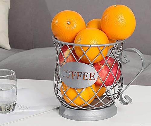  Coffee Pod Holder, Iron Wire Multiuse Mug Shape Silver K Cup Holder Coffee Storage Carousel Holder Organizer For Espresso Pod In Counter Coffee Bar