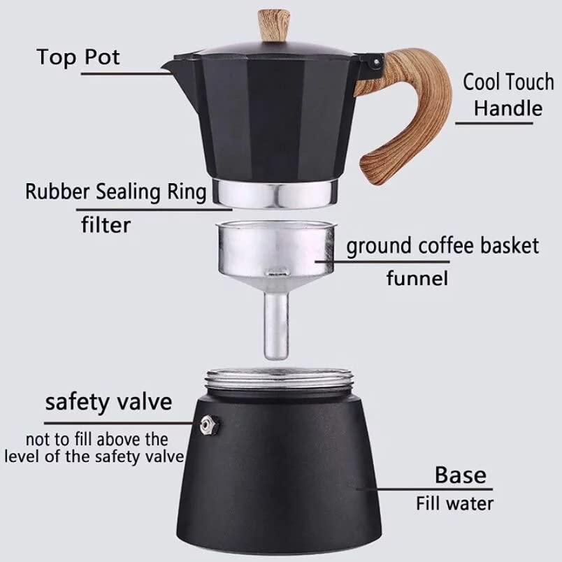  Uban Coffee Starter Kit | Cafecito 6 Cups Moka Pot Set | Cafetera Cubana Stovetop Espresso Maker Set