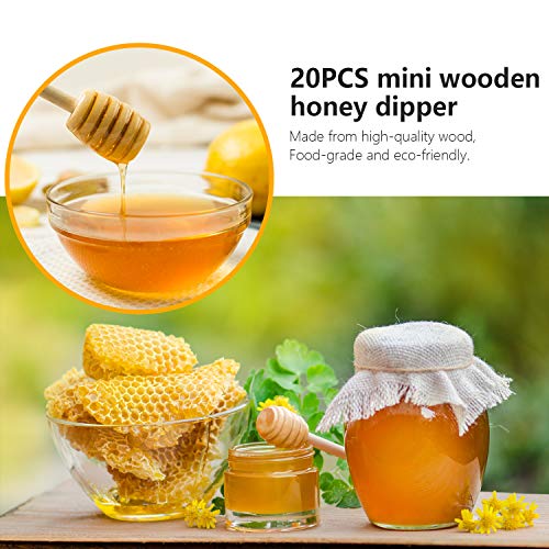  20Pcs Honey Dipper Sticks - Wooden Honey Dipper, 3 Inch Mini Honeycomb Stick, Honey Stirrer Stick For Honey Jar Dispense Drizzle Honey And Wedding Party Gift