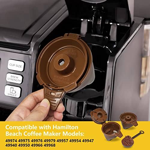  IFEPFR 2 Pack Reusable Coffee Filters & 1 Pack 30ml Spoon, Permanent Coffee Brew Basket Compatible With Hamilton Beach Flexbrew 49974 49975 49976 49979 49957 49954 49947 49940 49950 49966 49968