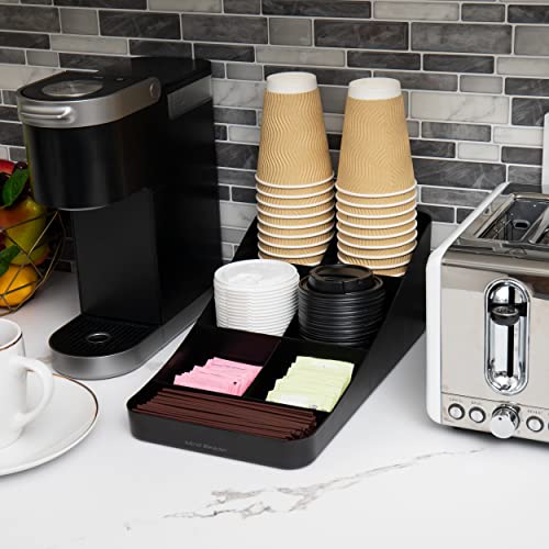  Mind Reader Anchor Collection, 7-Compartment Coffee Cup And Condiment Dispenser, Countertop Organizer, Set Of 2, Black
