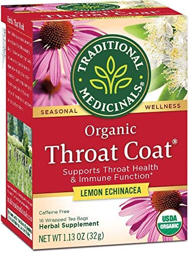  Organic Throat Coat Lemon Echinacea Seasonal Tea, 16 Count (Pack Of 6)