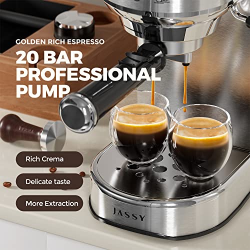  Espresso Machine Coffee Makers 20 Bar Cappuccino Machines With Milk Frother For Espresso/Cappuccino/Latte/Mocha For Home Brewing With 35 Oz Removable Water Tank/Full Stainless Steel /1450W(Silver)