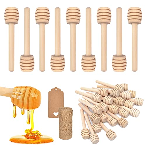  100pcs Mini Wooden Honey Dipper Sticks, 3 Inch Honey Stirrers For Honey Jar Dispense Drizzle Honey, Wedding Party Favors