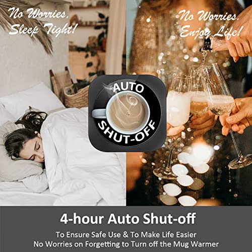  Coffee Mug Warmer For Desk Large Candle Jar Warming Plate Auto Shut Off Desktop Electric Heated Coaster For Tea Cup Teapot Chemex Pot Calentador De Tazas Para Velas Aromaticas Electrico, Black