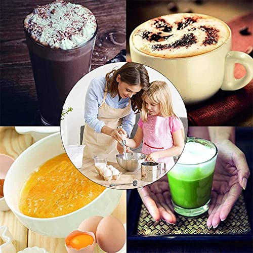 GENERIC Stainless Steel Silver Milk Frother Handheld Battery Operated,Double Spring Whisk Head Coffee Frother For Milk Foaming