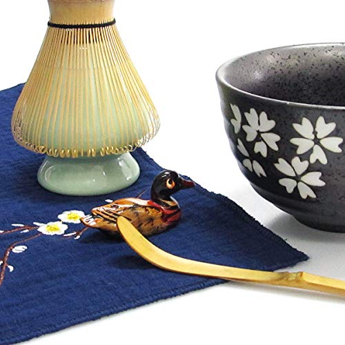  Japanese Matcha Tea Set, Matcha Whisk, Traditional Scoop, Matcha Bowl, Black Bamboo Tray, Ceramic Whisk Holder, Matcha Caddy, Handmade Matcha Ceremony Kit For Japanese Tea Ceremony (10Pcs)