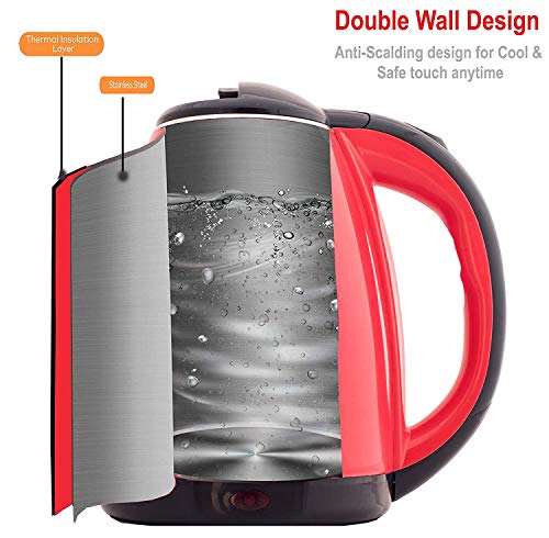  Lectric Kettle 1.8L Glass Electric Tea Kettle (BPA Free) Cordless Teapot, Portable Electric Hot Water Kettle With Auto Shutoff Protection, Stainless Steel Lid & Bottom-Metal Silver