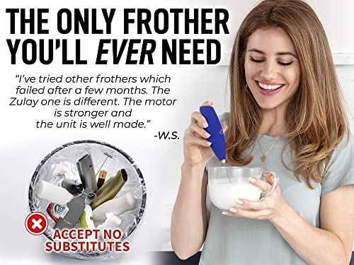  Powerful Milk Frother For Coffee With Upgraded Titanium Motor - Handheld Frother Electric Whisk, Milk Foamer, Mini Blender And Electric Mixer Coffee Frother For Matcha, No Stand - Royal Blue