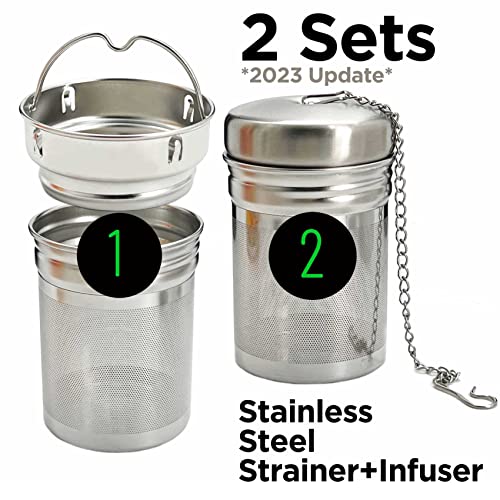  18oz Bamboo Mug Tumbler With Lid And 2 Pack Tea Filters For Loose Leaf Tea – Stainless Steel Insulated Tea Infuser Bottle With Strainer – Tea Gift Set For Tea Lovers Men Women