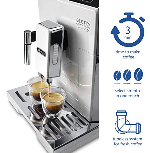 De'Longhi Longhi Super-automatic Espresso Coffee Machine - With An Adjustable Silent Ceramic Grinder, Double Boiler, Milk Frother For Brewing Espresso, Cappuccino, Latte & Macchiato, Eletta ECAM 45760