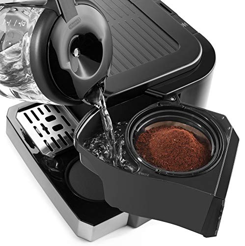 De'Longhi All-in-One Combination Coffee Maker & Espresso Machine + Advanced Adjustable Milk Frother & DeLonghi Double Walled Thermo Espresso Glasses, Set Of 2, Regular, Clear
