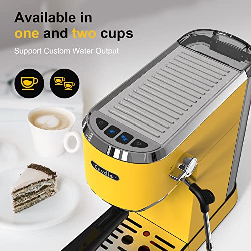  Espresso Machine 20 Bar, Professional Espresso Maker With Milk Frother Steam Wand, Compact Espresso Coffee Machine With 35oz Removable Water Tank For Cappuccino, Latte, Stainless Steel, Yellow