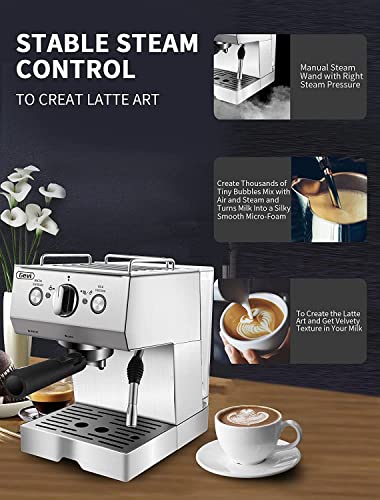  Manual Espresso Machines Espresso Machines 20 Bar Fast Heating Automatic Cappuccino Coffee Maker With Foaming Milk Frother Wand For Espresso, Latte Macchiato, 1.2L Removable Water Tank