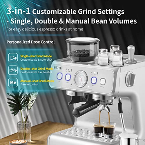  Espresso Machines 20 Bar Fast Heating Automatic Cappuccino Coffee Maker With Foaming Milk Frother Wand For Espresso, Latte Macchiato, 1.2L Removable Water Tank, 1350W, White