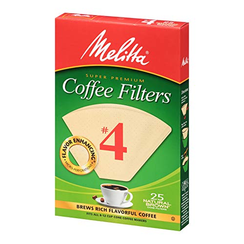 Melitta #4 Cone Coffee Filters, Natural Brown, 100 Count (Pack Of 6) 600 Total Filters