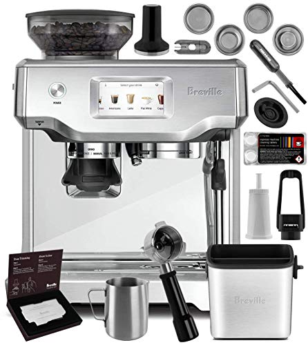 Breville Barista Touch BES880BSS Stainless Steel Espresso Machine W/ Touchscreen Controls + Built-In Grinder + Knock Box Mini