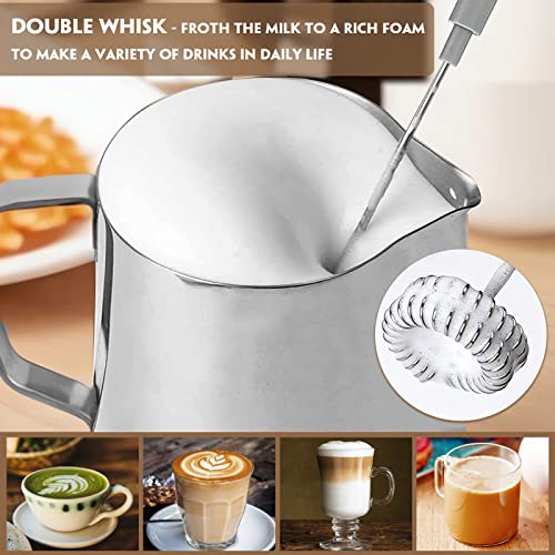  Milk Frother Handheld, Protein Powder Mixer, Automatic Double Whisk For Coffee, Battery Operated Electric Foamer Maker For Cappuccino, Lattes, Macchiato, Hot Chocolate, Matcha, Egg