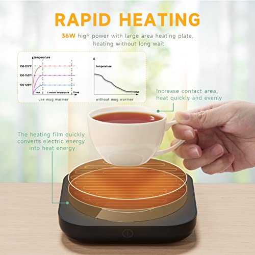  Coffee Mug Warmer Smart Cup Warmer With 3 Temperature Settings Electric Beverage Warmer Plate Auto Shut Off, Coffee, Tea And Milk Warmer For Office Home Desk Use (Cup Not Included)