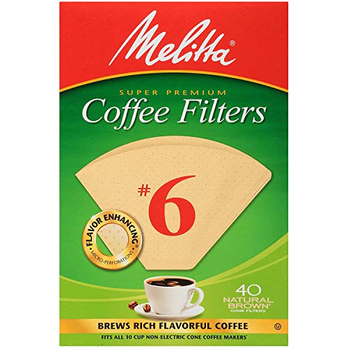 Melitta #6 Cone Coffee Filters, Natural Brown, 40 Count (Pack Of 12) 480 Total Filters